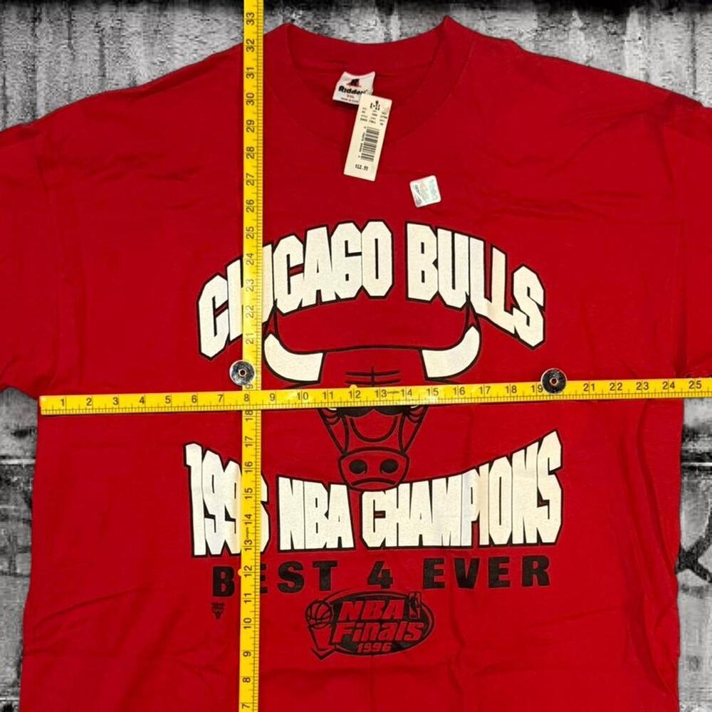 Vintage 1996 Chicago Bulls NBA Champions Best 4 Ever Deadstock T-Shirt XXL Red - Picture 6 of 8